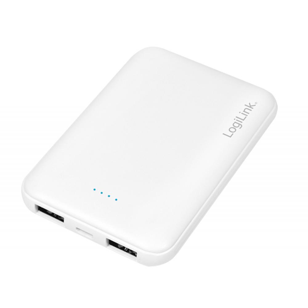 Power Bank 5000mAh Polimeri di Litio 2xUSB Bianco