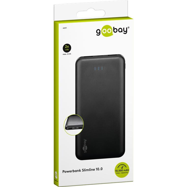 Power Bank Slim 10000 mAh 2x USB Nero