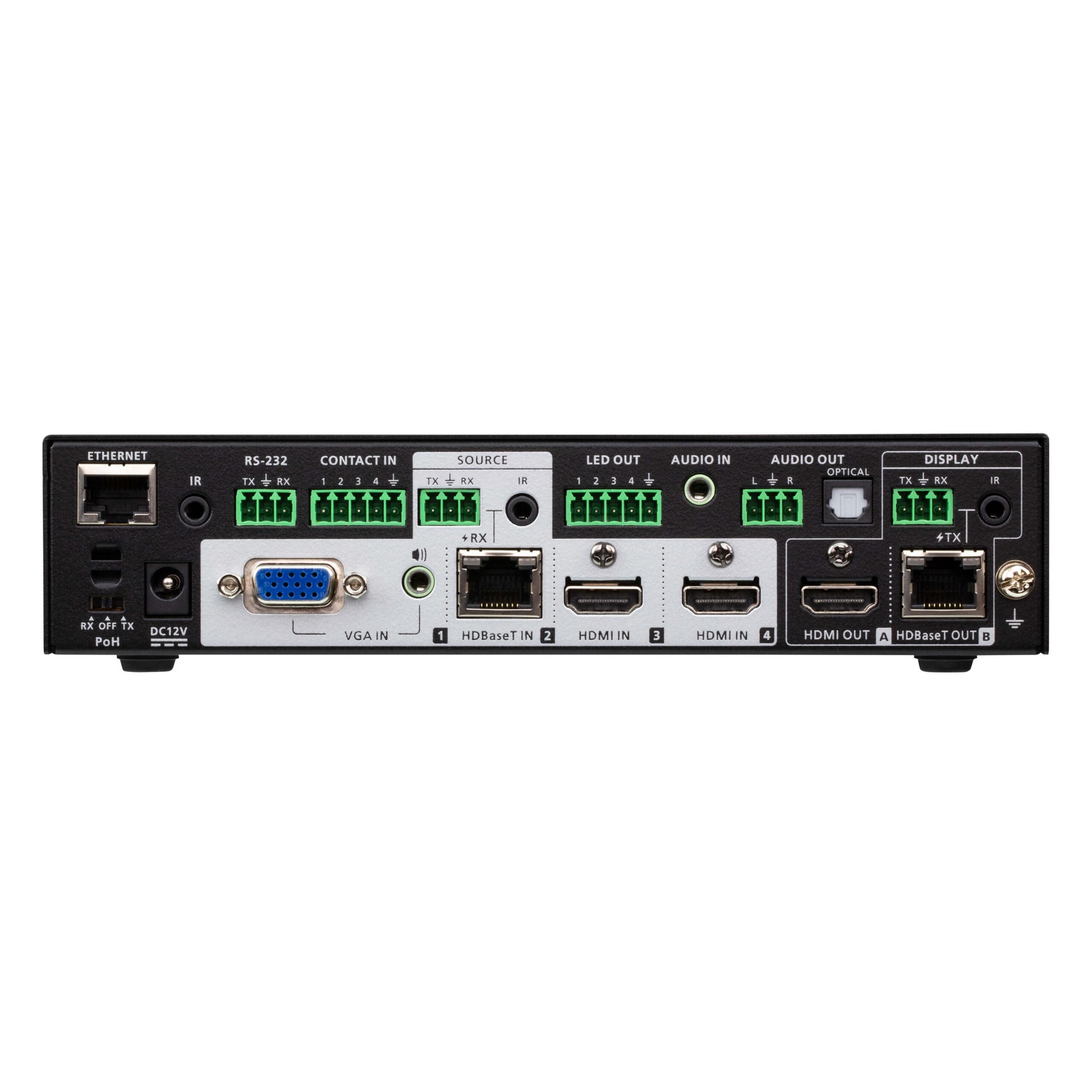 Switch matrix per presentazioni 4 x 2 True 4K con scalatura, DSP, e HDBaseT-Lite