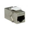 Accoppiatore Cat.6A Keystone 2xRJ45 STP Larghezza solo 14,6 mm Silver