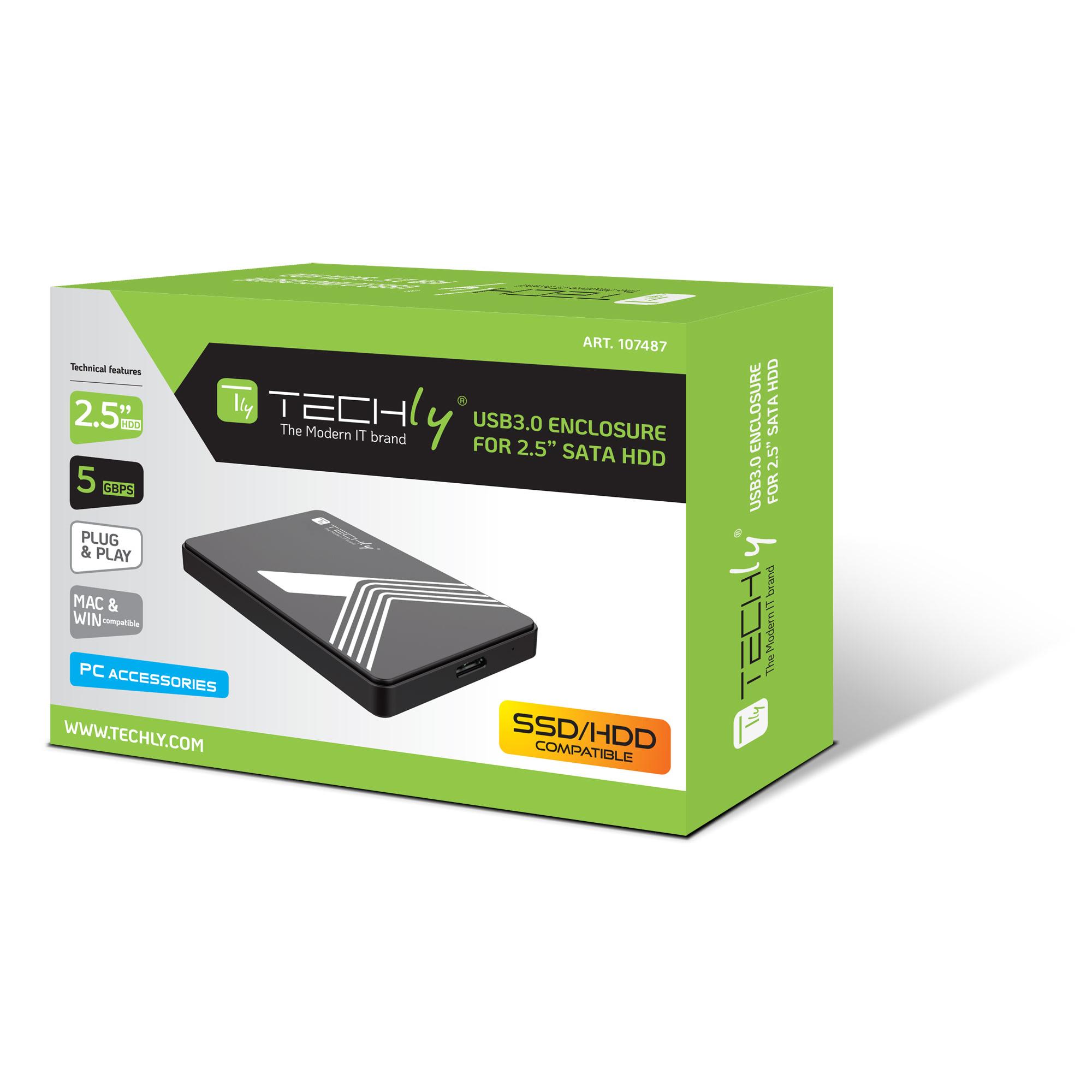 Box Esterno USB3.0 per HDD/SSD SATA 2,5'' Nero