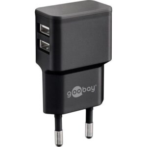 Caricatore da Muro 2 porte USB-A Slim Design 12W Nero