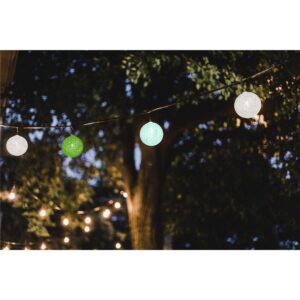Luci LED Decorative a Batteria Palline Bianco/Verde di Cotone A++
