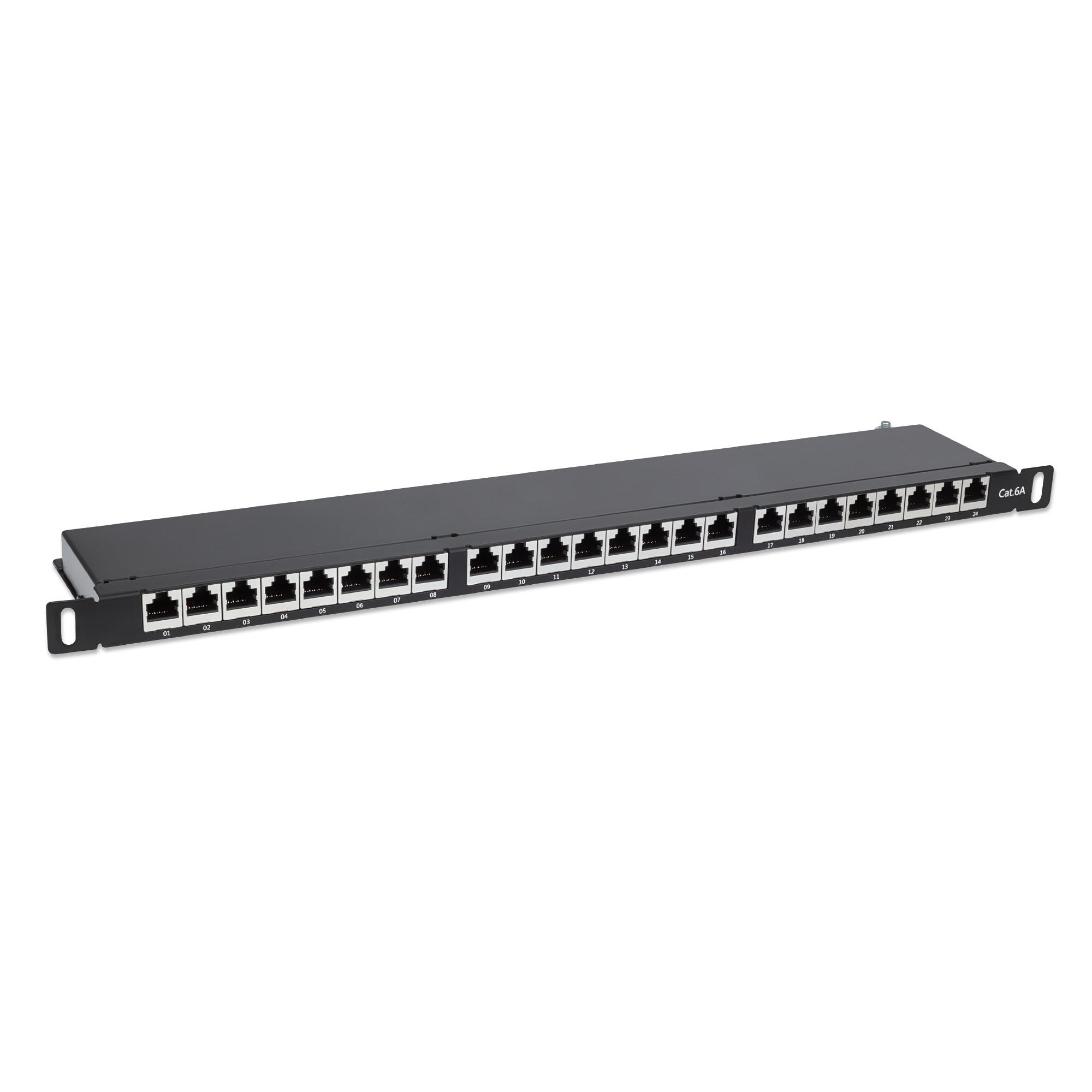 Pannello Patch 24 Posti 19'' 0.5U Cat6a Schermato Nero