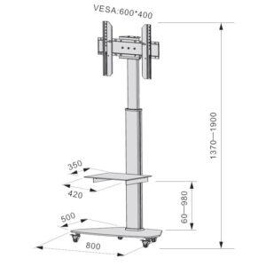 Supporto a Pavimento con Mensola Trolley TV LCD/LED/Plasma 37-70'' Bianco