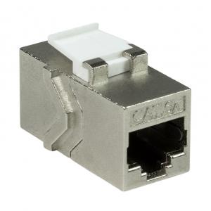 Accoppiatore Cat.6A Keystone 2xRJ45 STP Larghezza solo 14,6 mm Silver