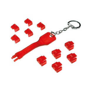 Blocca porte RJ45 rosso 10 serrature e 1 chiave