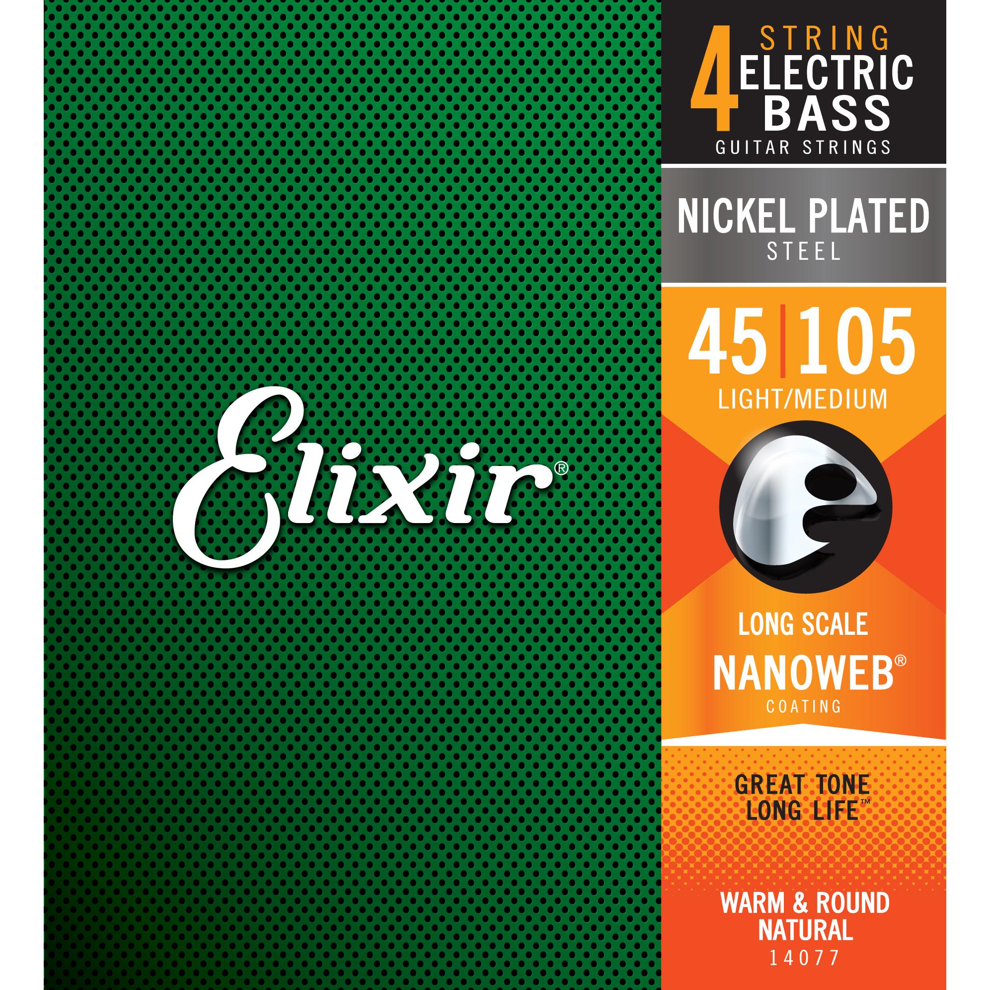 ELIXIR ITALIA 14077 ELECTRIC BASS NICKEL PLATED STEEL NANOWEB