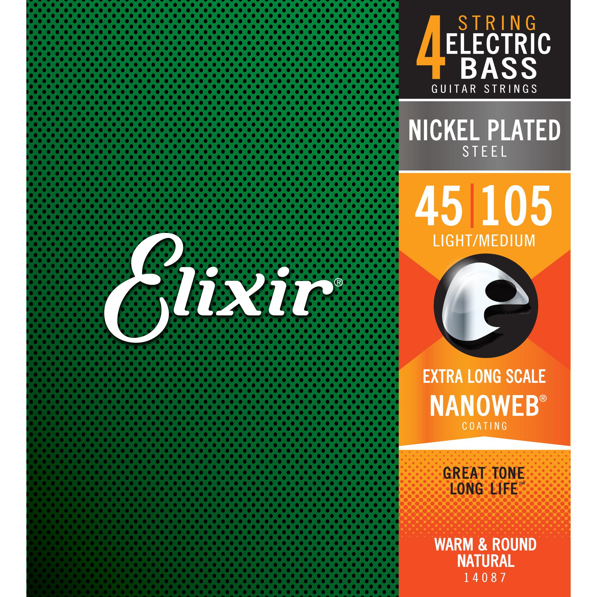 ELIXIR ITALIA 14087 ELECTRIC BASS NICKEL PLATED STEEL NANOWEB