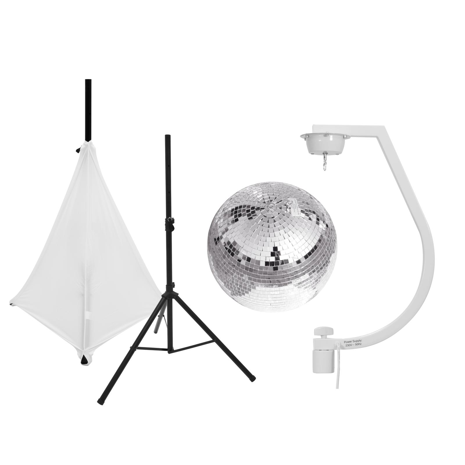 EUROLITE Set Mirror ball 30cm with stand and tripod cover white