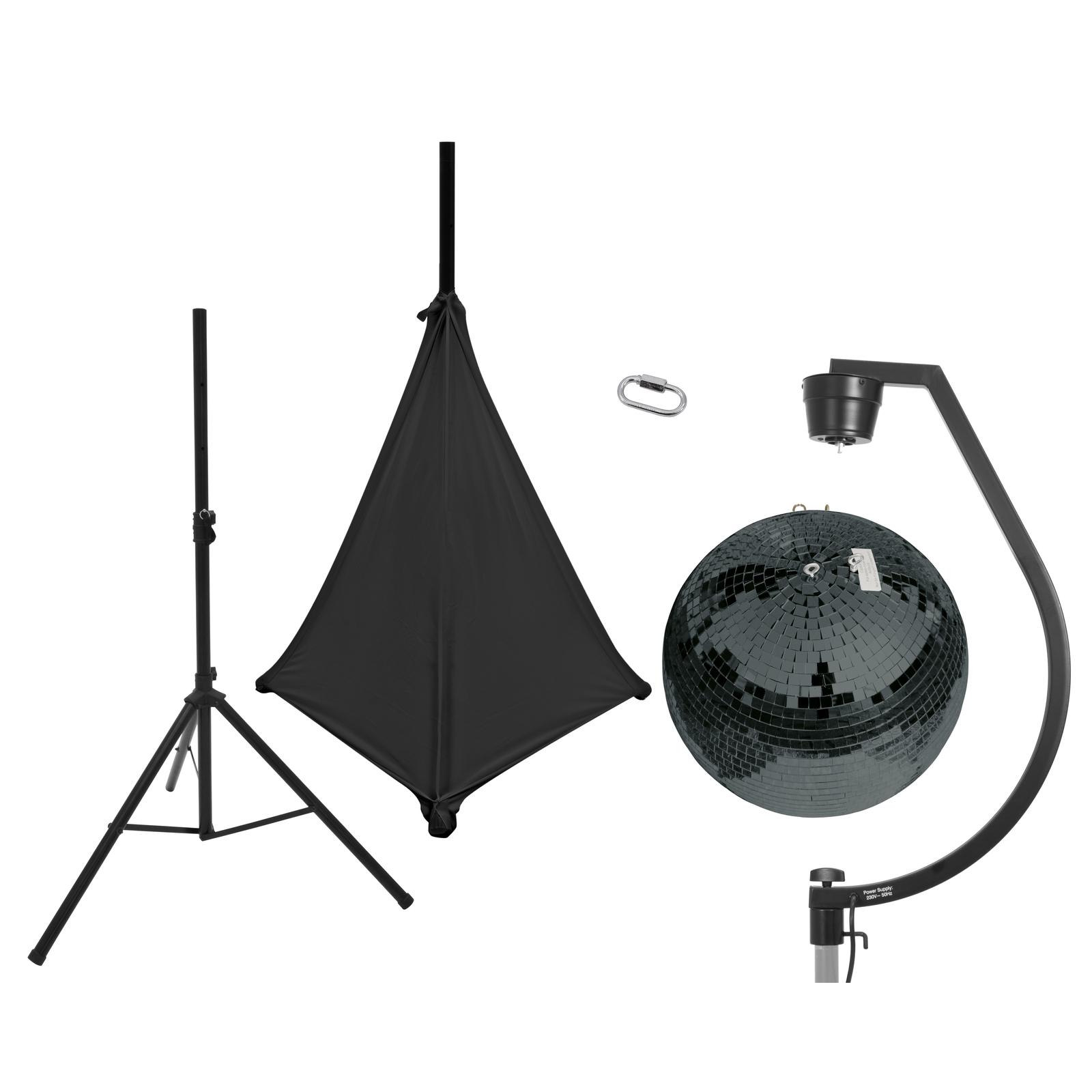 EUROLITE Set Mirror ball 50cm black with stand and tripod cover black