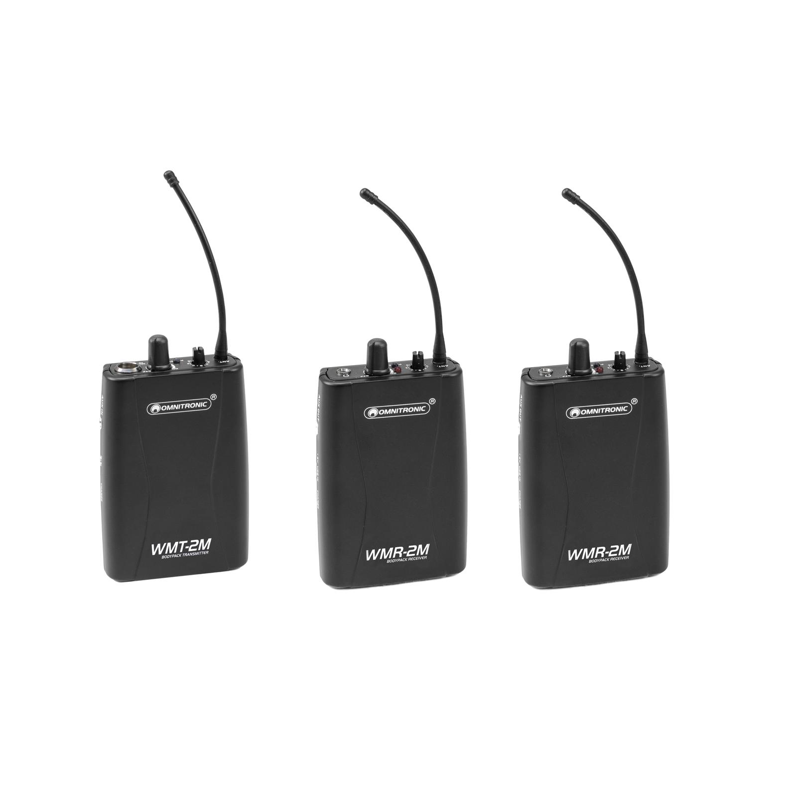 OMNITRONIC Set WMT-2M UHF Transmitter + 2x WMR-2M UHF Receiver