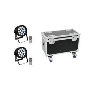 EUROLITE Set 2x AKKU IP PAR 14 HCL QuickDMX + Case with wheels