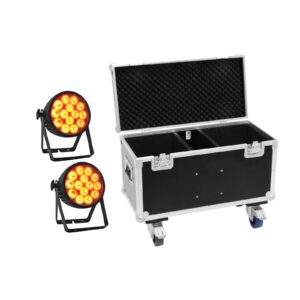 EUROLITE Set 2x LED IP PAR 14x10W HCL + Case with wheels