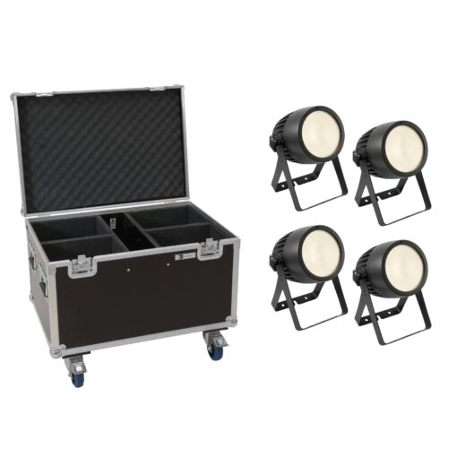 EUROLITE Set 4x LED Theatre COB 200 WW + Case  with wheels