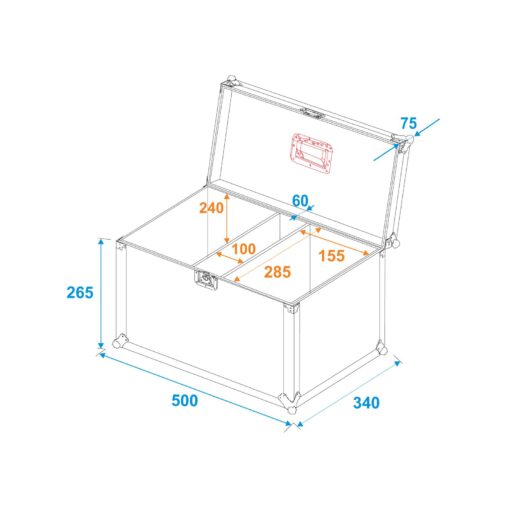 ROADINGER Flightcase 2x LED CBB-2WW/CW