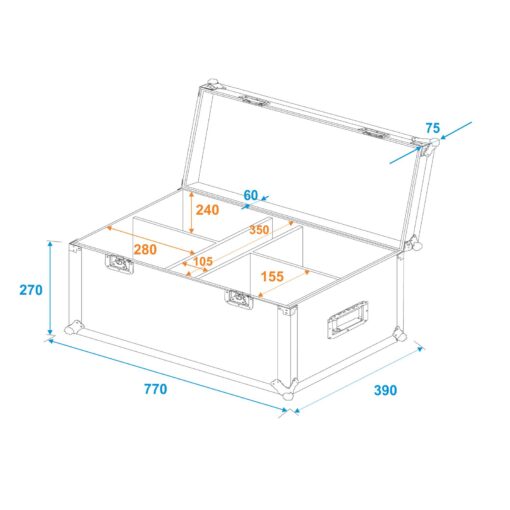 ROADINGER Flightcase 4x LED CBB-2WW/CW fairlight