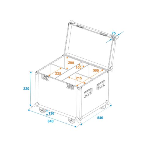 ROADINGER Flightcase 4x LED IP PAR 7x8W QCL/7x9W SCL with wheels