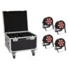 EUROLITE Set 4x LED IP PAR 7x8W QCL Spot + Case with wheels