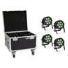 EUROLITE Set 4x LED IP PAR 7x9W SCL Spot + Case with wheels