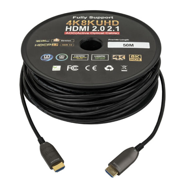 HDMI 2.1 AOC 8K Fibre Cable Placcato oro - UHD - 50 m