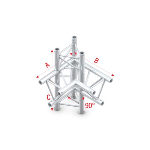 Pro-30 Triangle P Truss - T-Cross vertical 3-way, apex up - 50 cm ATB35Bsp - 90Â° corner - silver - P