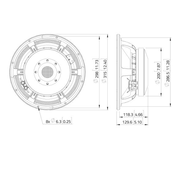 LAVOCE WAF124.02 12" Woofer Ferrite Magnet Aluminium Basket Driver