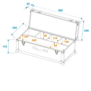 ROADINGER Flightcase 4x AKKU Mini IP UP-4 QCL Spot