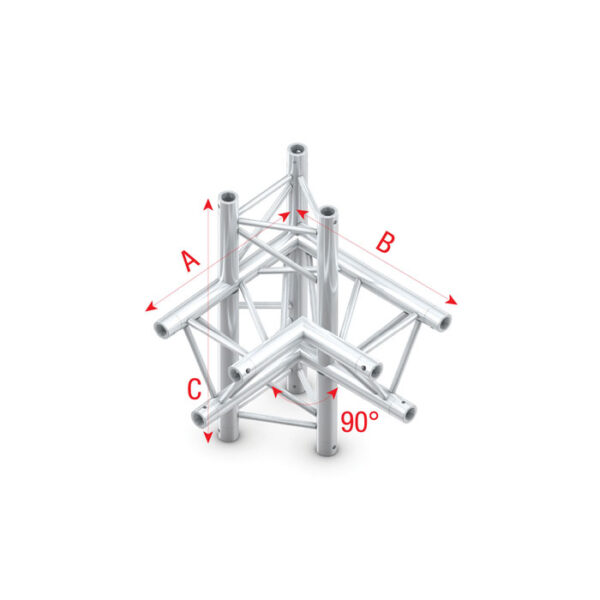 Pro-30 Square F Truss - Cross + Down 5-way - 50 cm ACF53sp - 90Â° corner - silver - F