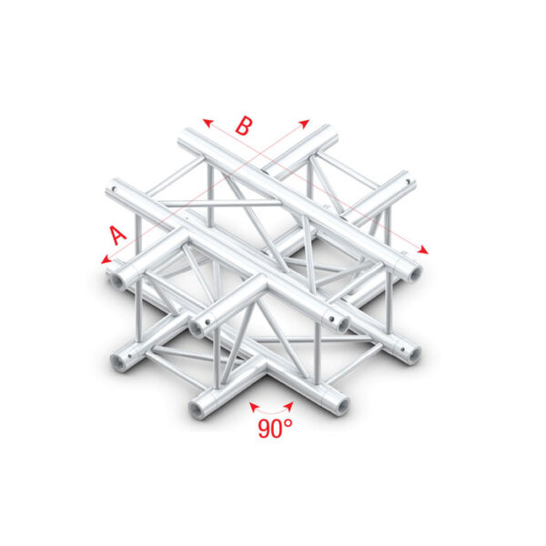 Pro-30 Square G Truss - T-Cross + Down 4-way - 50 cm QLU40sp - 90Â° corner - silver - G