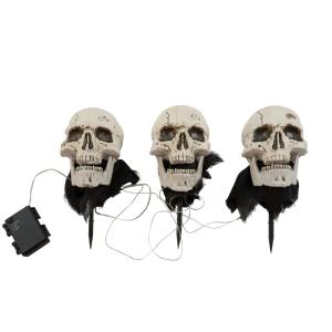 EUROPALMS Halloween Skeleton Head with Stake, Set of 3, 29cm