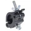 Gancio Halfcoupler per tubo con diametro 48-51 mm, larghezza 50 mm, bullone M10, WLL 500 kg, nero