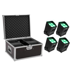 EUROLITE Set 4x AKKU UP-4 Entry QCL Spot QuickDMX + Case