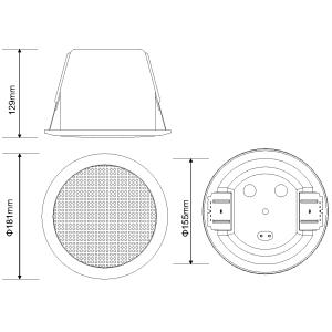 Honeywell L-VCM6B/EN Altoparlante da incasso per linea 100V - 6/3/1,5/0,75W