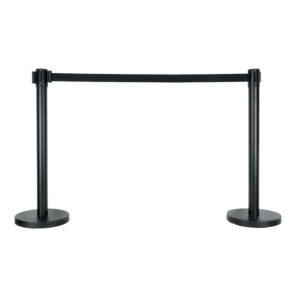 2 m Adjustable Crowd Barrier Set, nero