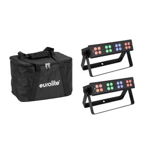 EUROLITE Set 2x LED Silent Bar 16x4W RGB/WW + Soft Bag