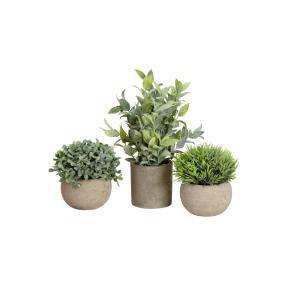 EUROPALMS Table plants in pots, artificial plant, Set of 3