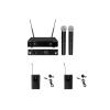 OMNITRONIC Set UHF-E2 Wireless Mic System + 2x BP + 2x Lavalier Microphone 527.5/529.7MHz