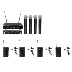 OMNITRONIC Set UHF-E4 Wireless Mic System + 4x BP + 4x Lavalier Microphone 823.6/826.1/828.6/831.1MHz