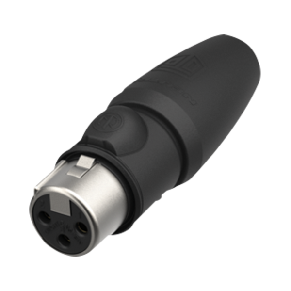 XLR 3P Connector - female TOP Contatti dorati - alloggiamento in acciaio nero