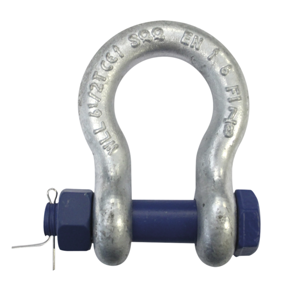 Chain Shackle 6.5T WLL 4,75T bullone con collare, colore nero