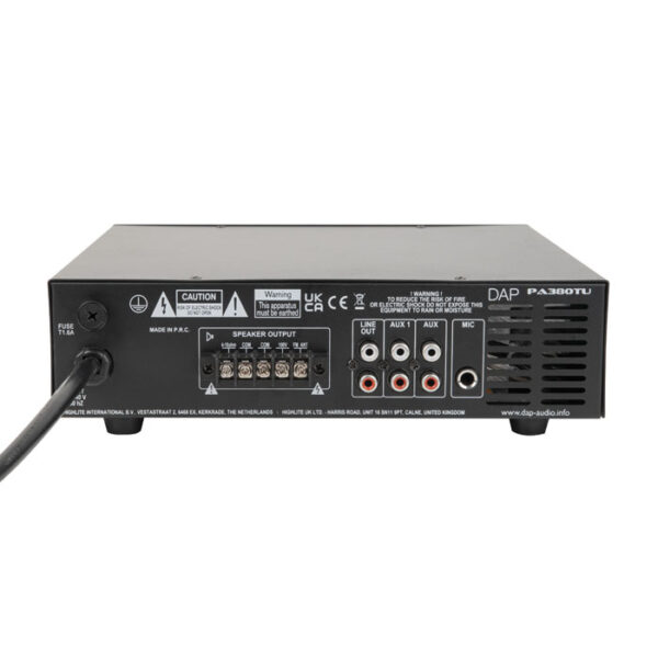 PA-380TU 80 W 100 V Amplifier Bluetooth 5.0, USB, microfono (jack da 6,3 mm), AUX (RCA) e radio FM