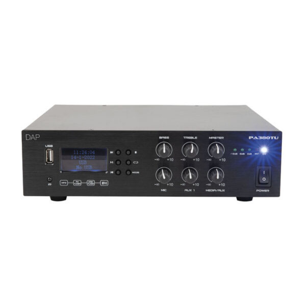 PA-380TU 80 W 100 V Amplifier Bluetooth 5.0, USB, microfono (jack da 6,3 mm), AUX (RCA) e radio FM